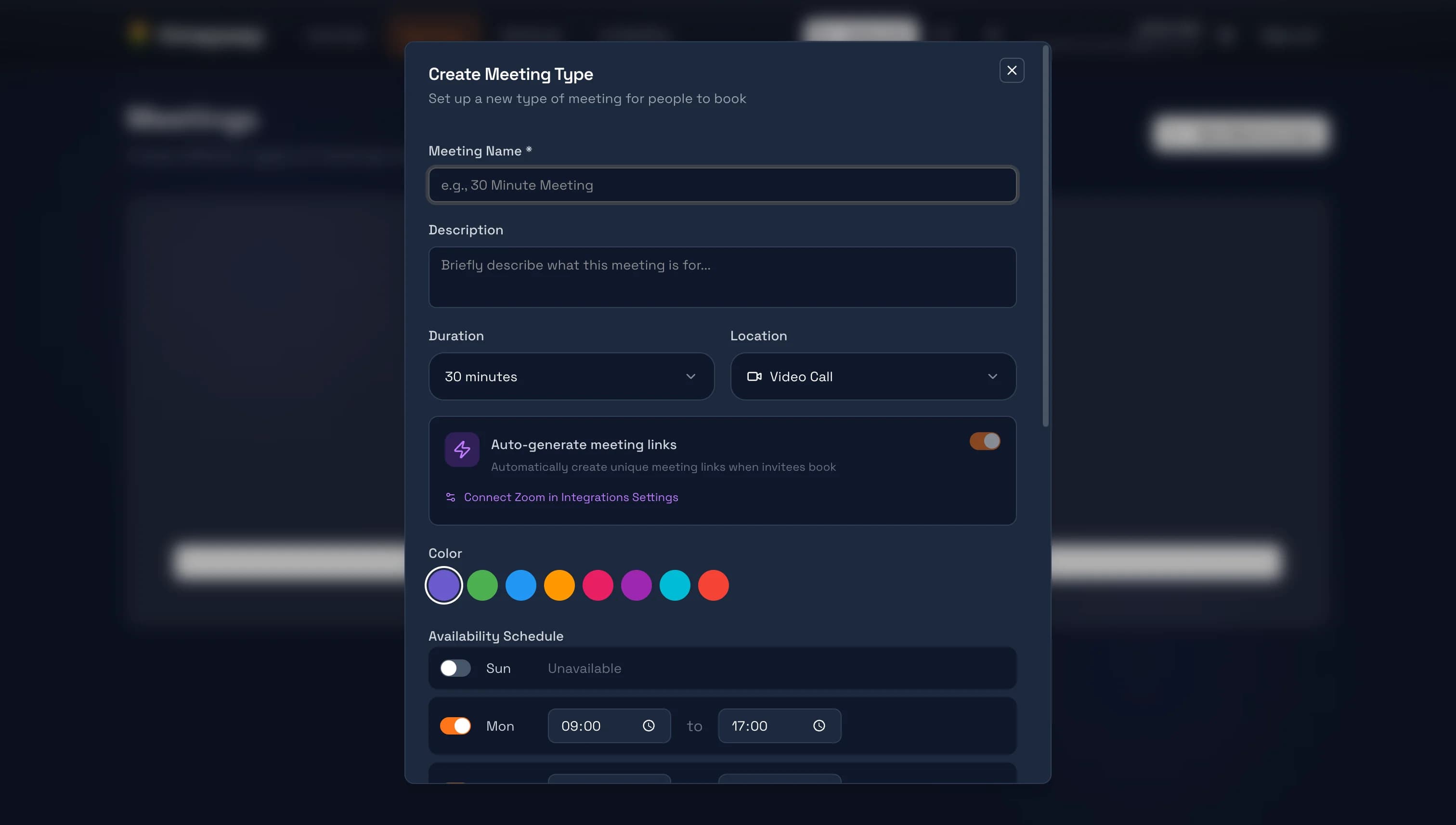 Click Create Meeting Type