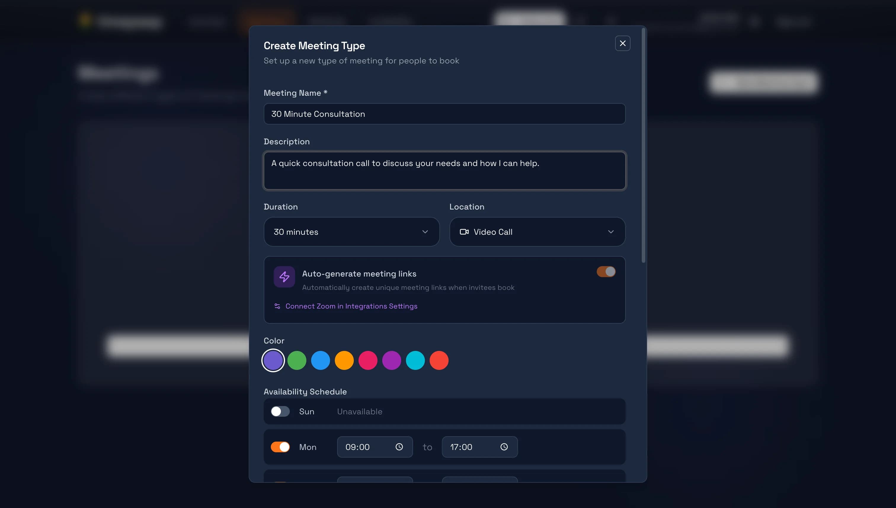 Fill in Meeting Details